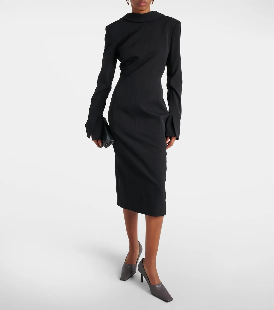 Acne Studios high collar dadress midi dress, black