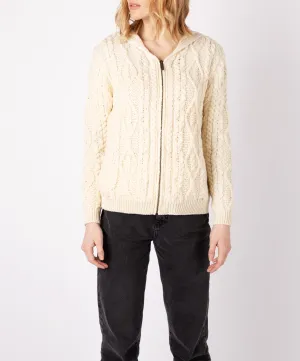 Ash Aran Zipped Hooded Jacket Natural