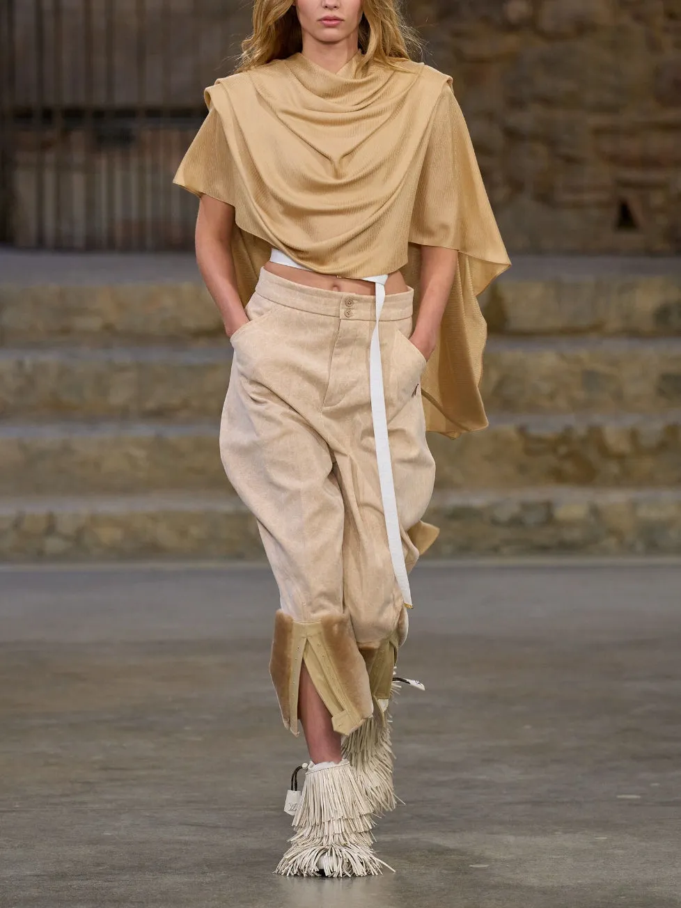 Asymmetric Pleated Solid Color Irregularity Loose Round-Neck Blouses&Shirts Tops