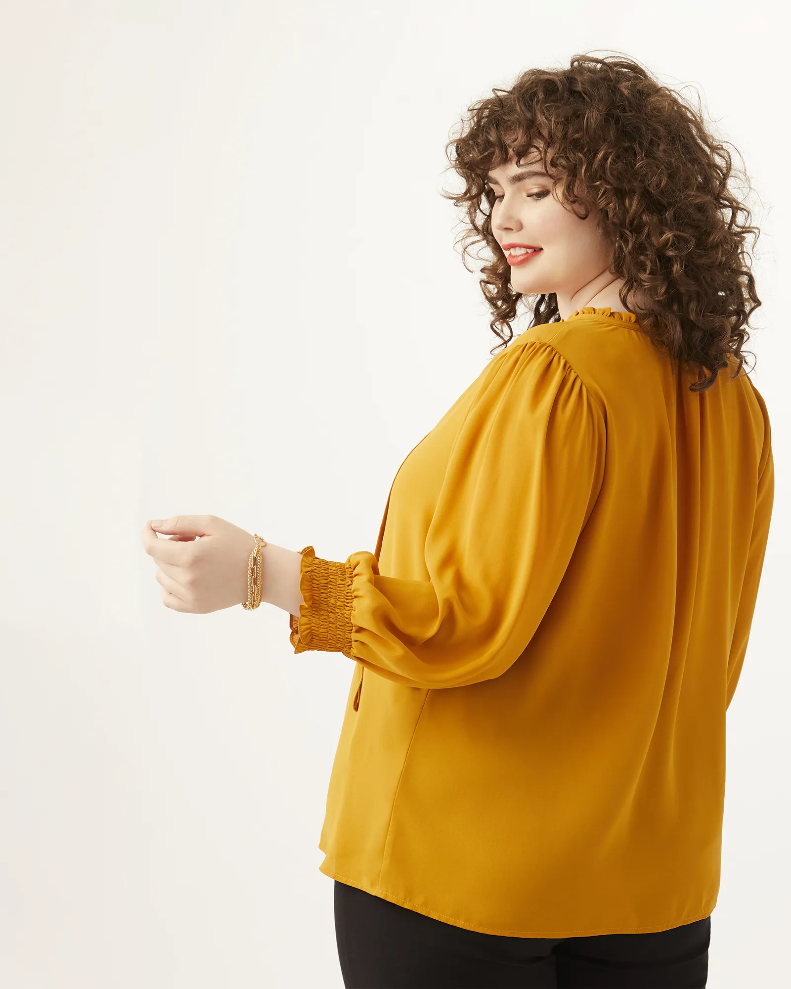 Betty Three-Quarter Sleeve Blouse | Yellow