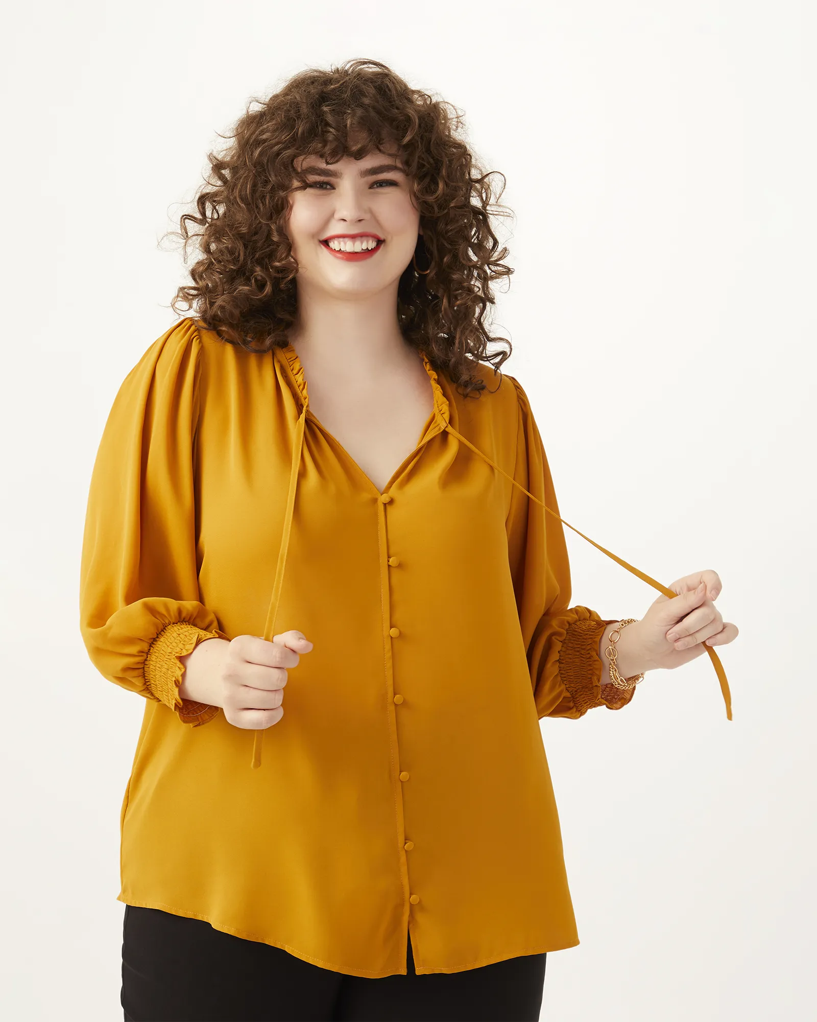 Betty Three-Quarter Sleeve Blouse | Yellow