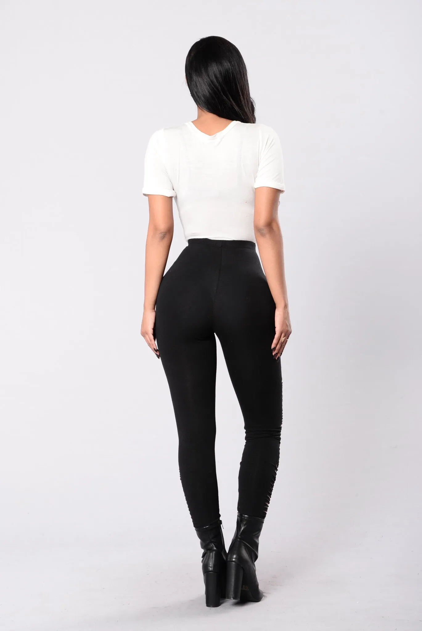 Black Ripped Leggings - Black