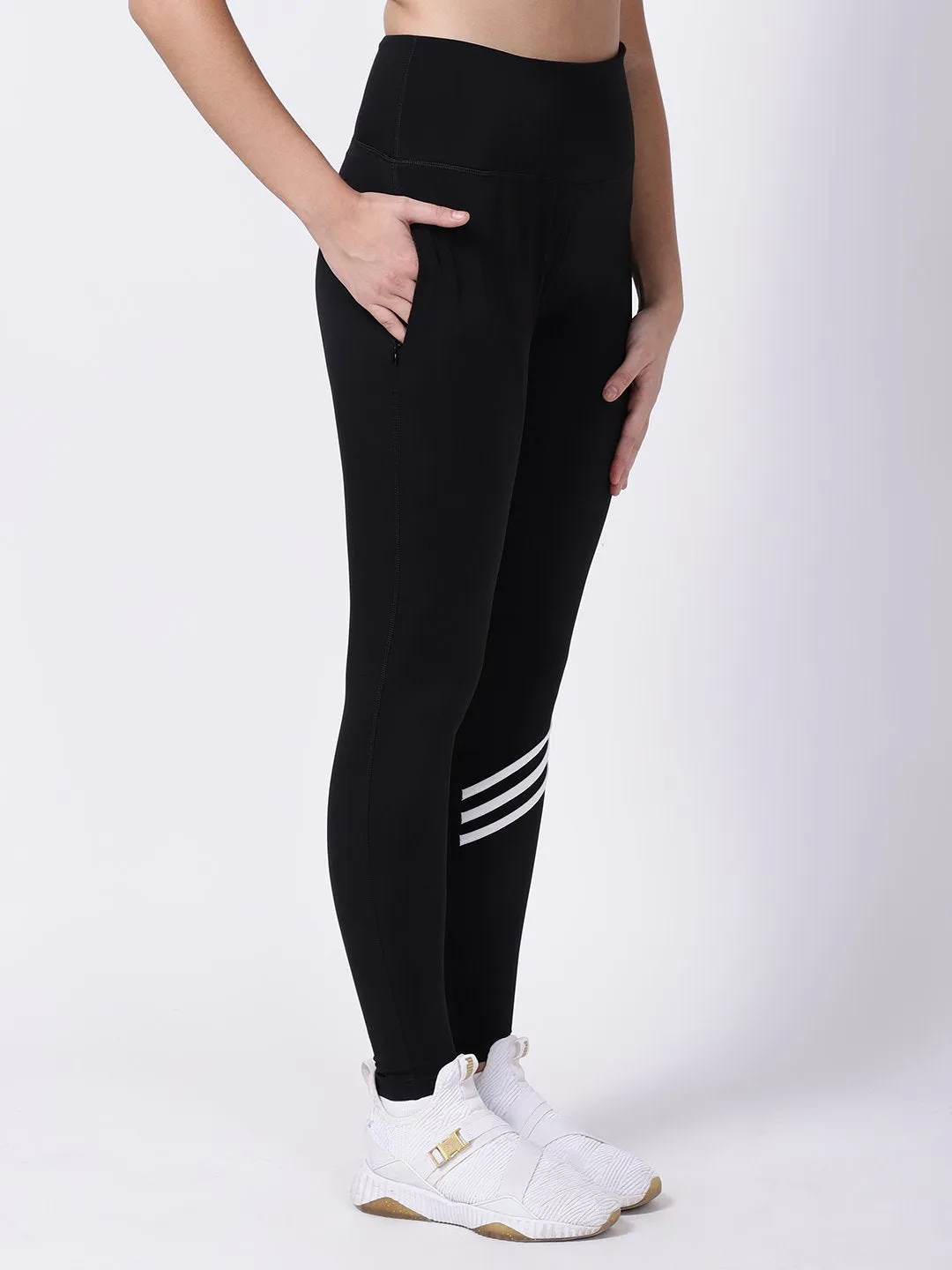 Black White Striped Ace Leggings