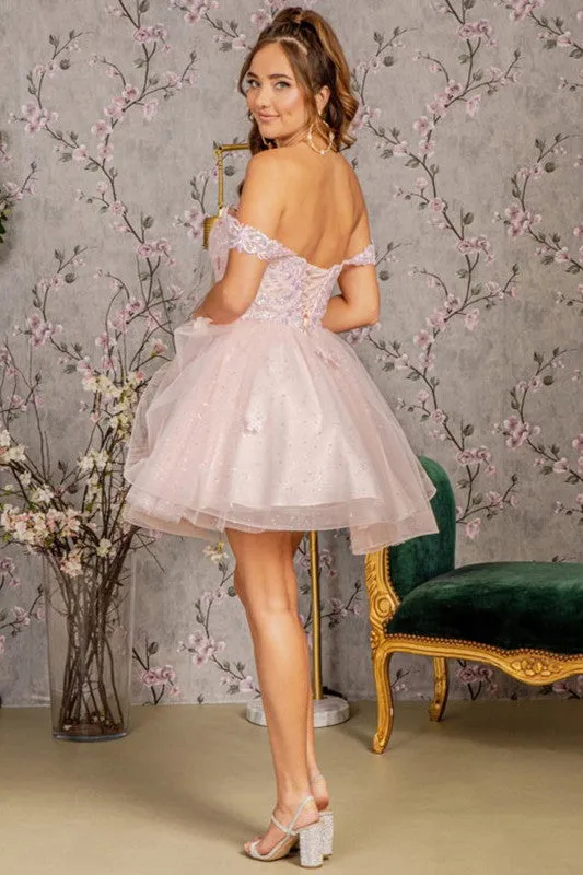 Blush Butterfly Lace/Embroidery Cocktail Dress