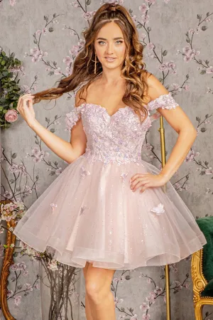 Blush Butterfly Lace/Embroidery Cocktail Dress
