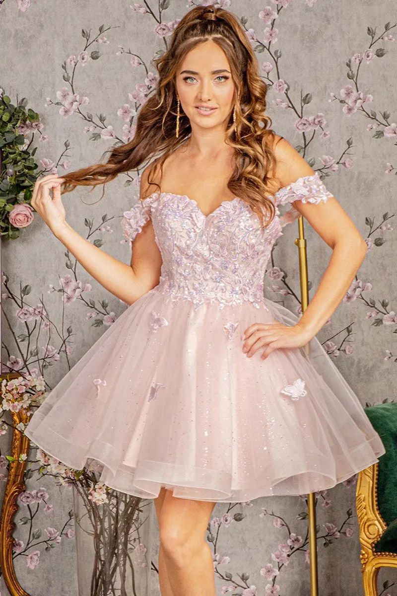 Blush Butterfly Lace/Embroidery Cocktail Dress