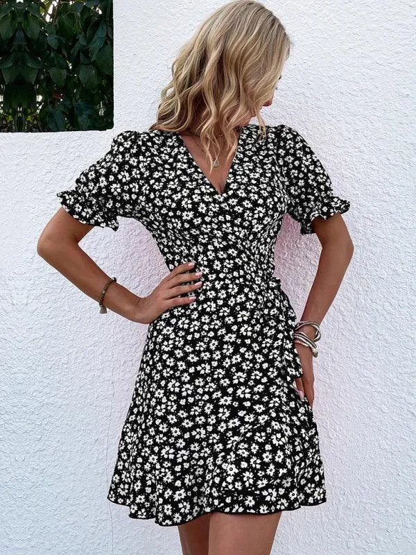 Bohemian Floral Ruffle Maxi Dress with Intricate Woven Design
