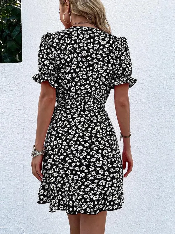 Bohemian Floral Ruffle Maxi Dress with Intricate Woven Design