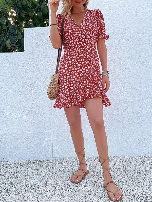 Bohemian Floral Ruffle Maxi Dress with Intricate Woven Design