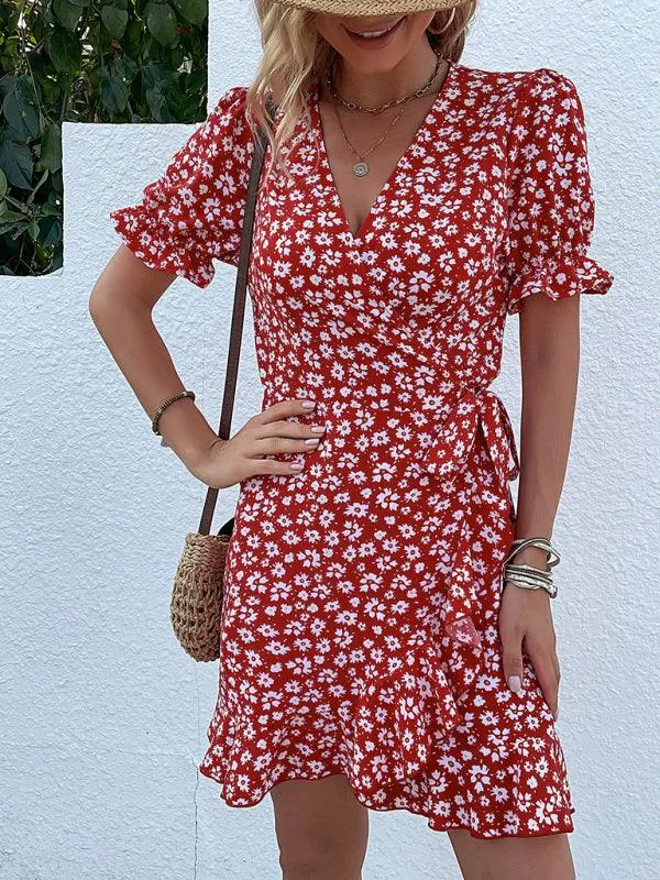 Bohemian Floral Ruffle Maxi Dress with Intricate Woven Design