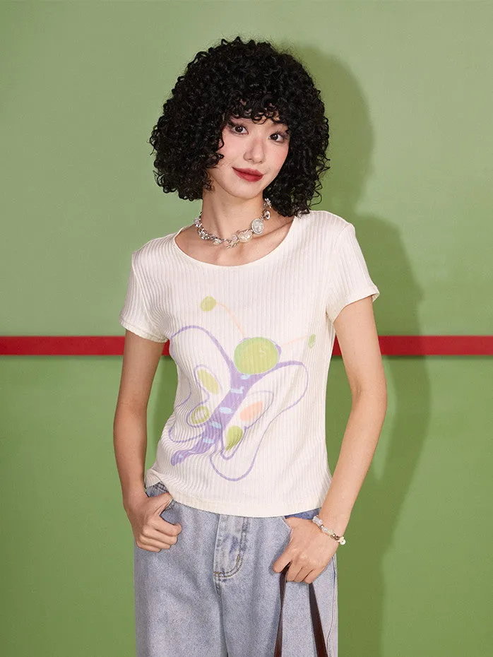 Butterfly Simple Casual Retro Cutsew