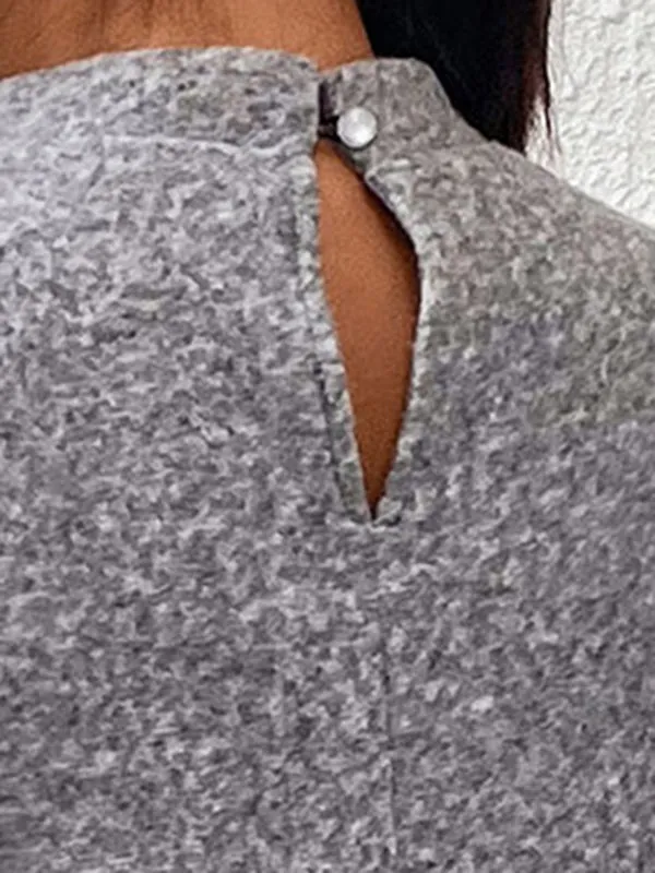 Casual Loose Long Sleeves Solid Color Stand Collar T-Shirts Tops