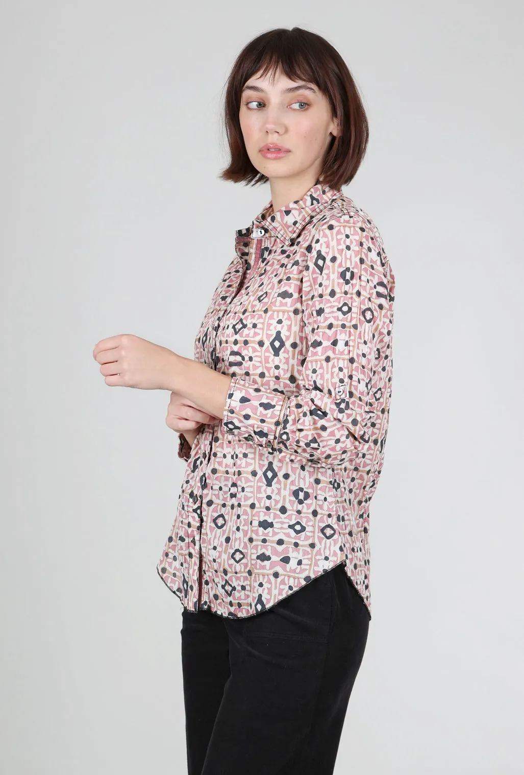 Crinkle Quartz Tile Shirt, Dusty Pink