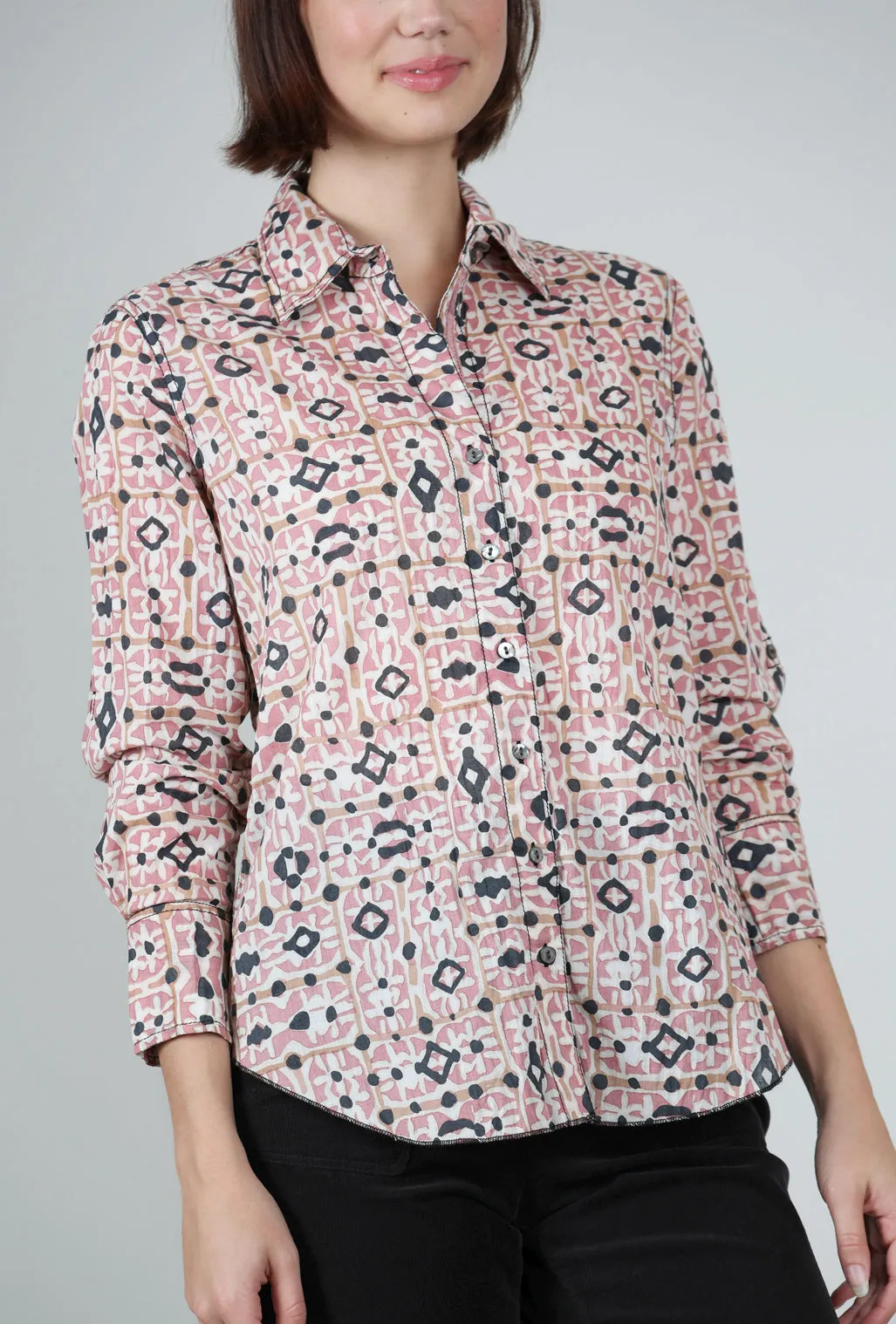 Crinkle Quartz Tile Shirt, Dusty Pink