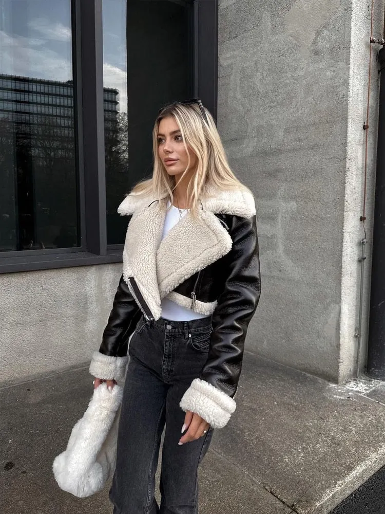 Double Sided Thick Lapel Fleece Jacket