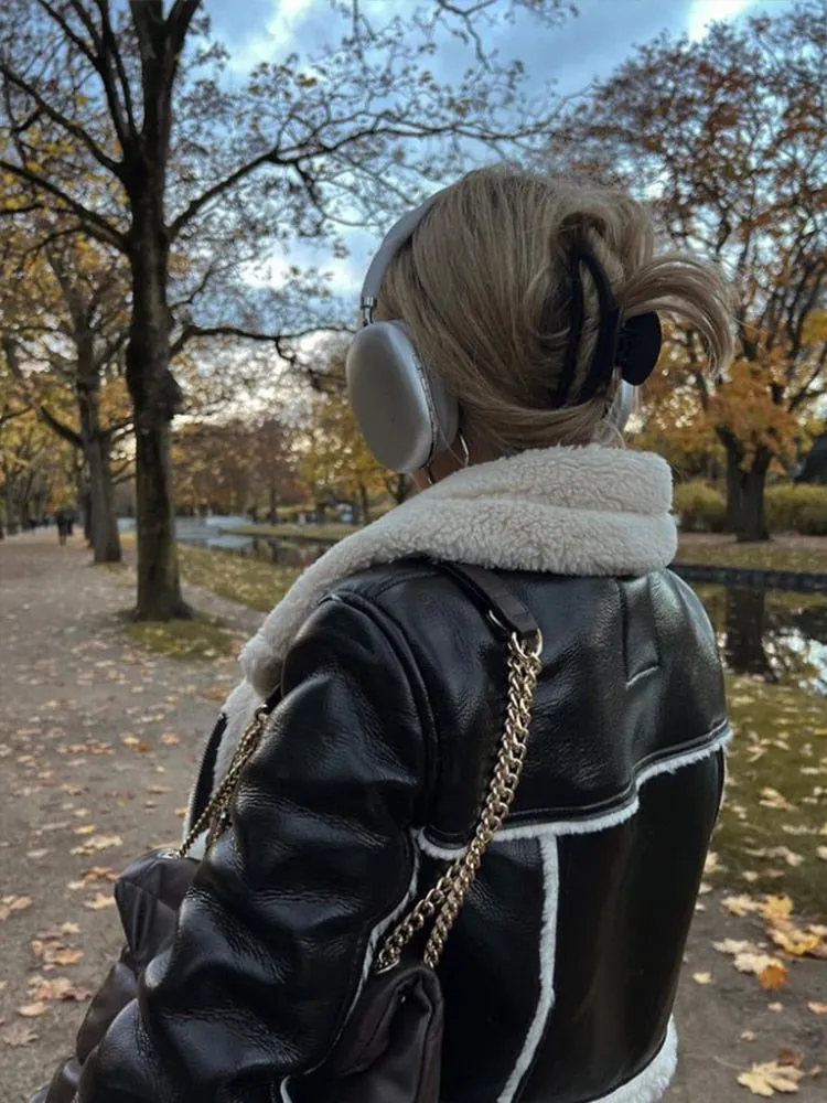 Double Sided Thick Lapel Fleece Jacket