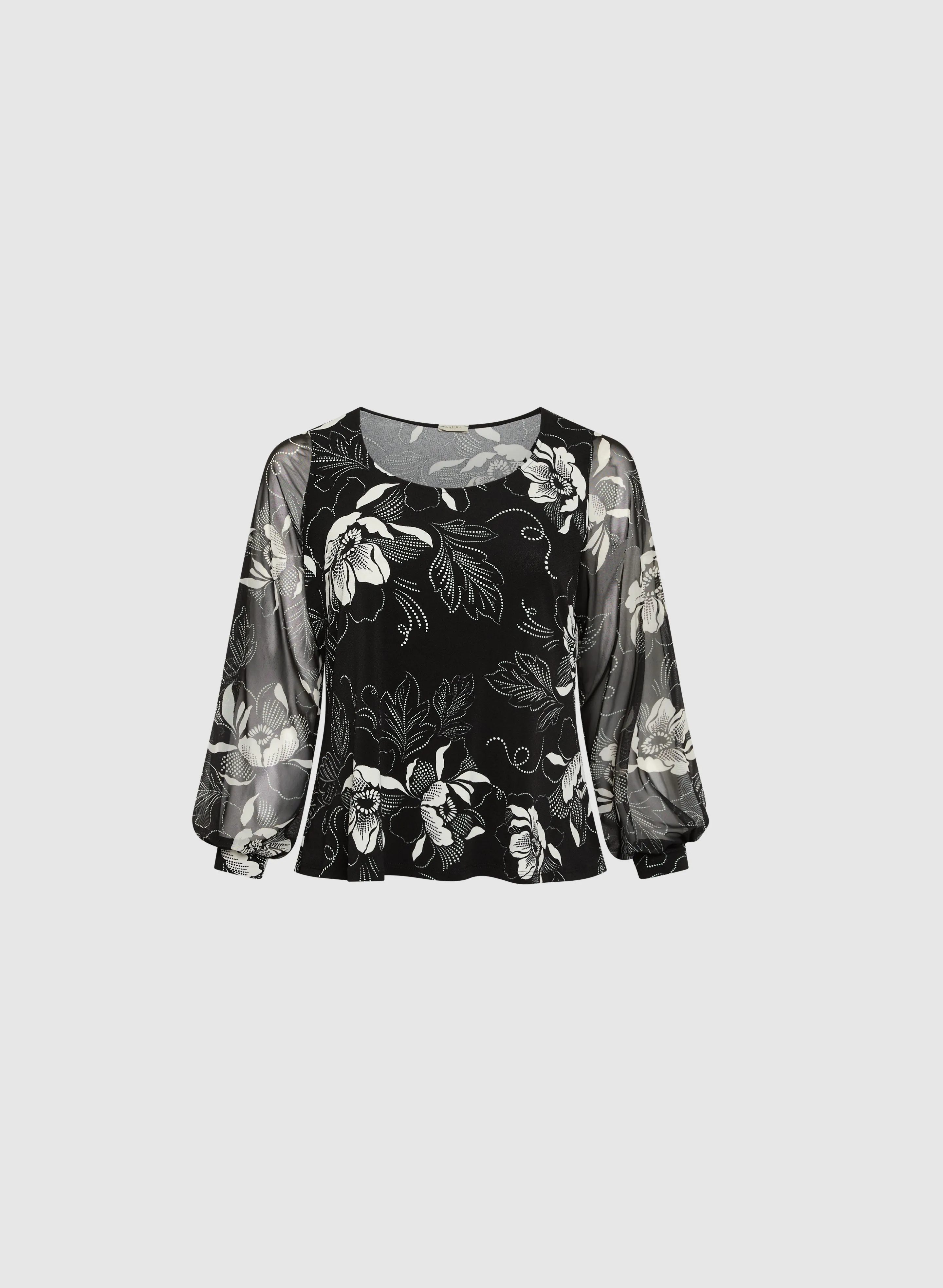 Floral Balloon Sleeve Top