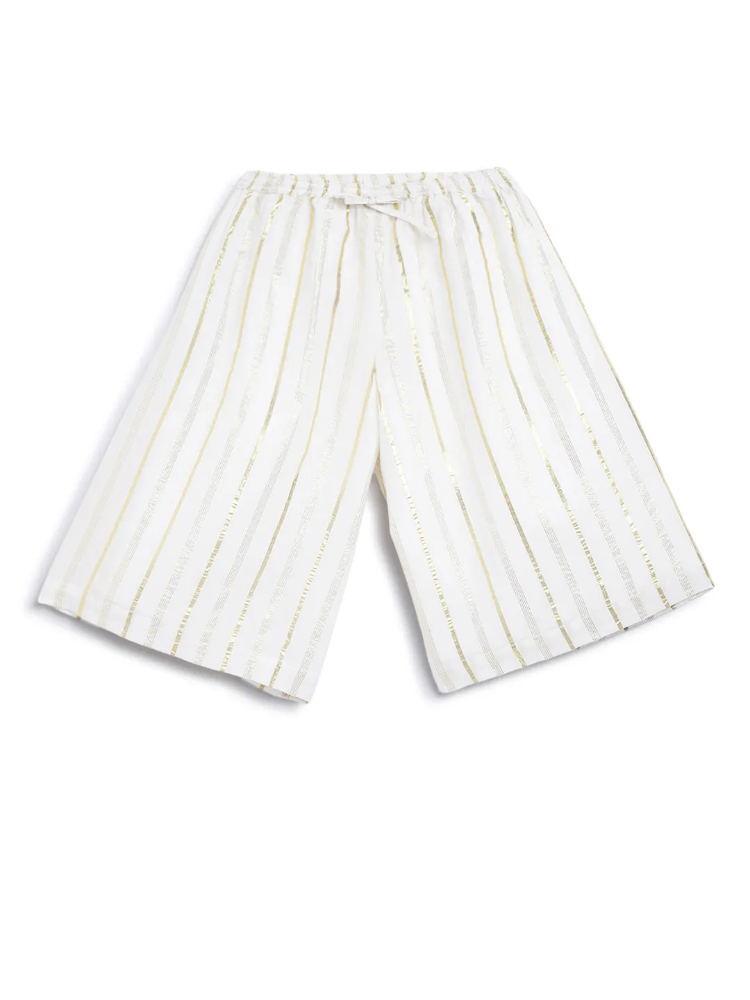 Girl Golden Culottes and Top Set-White