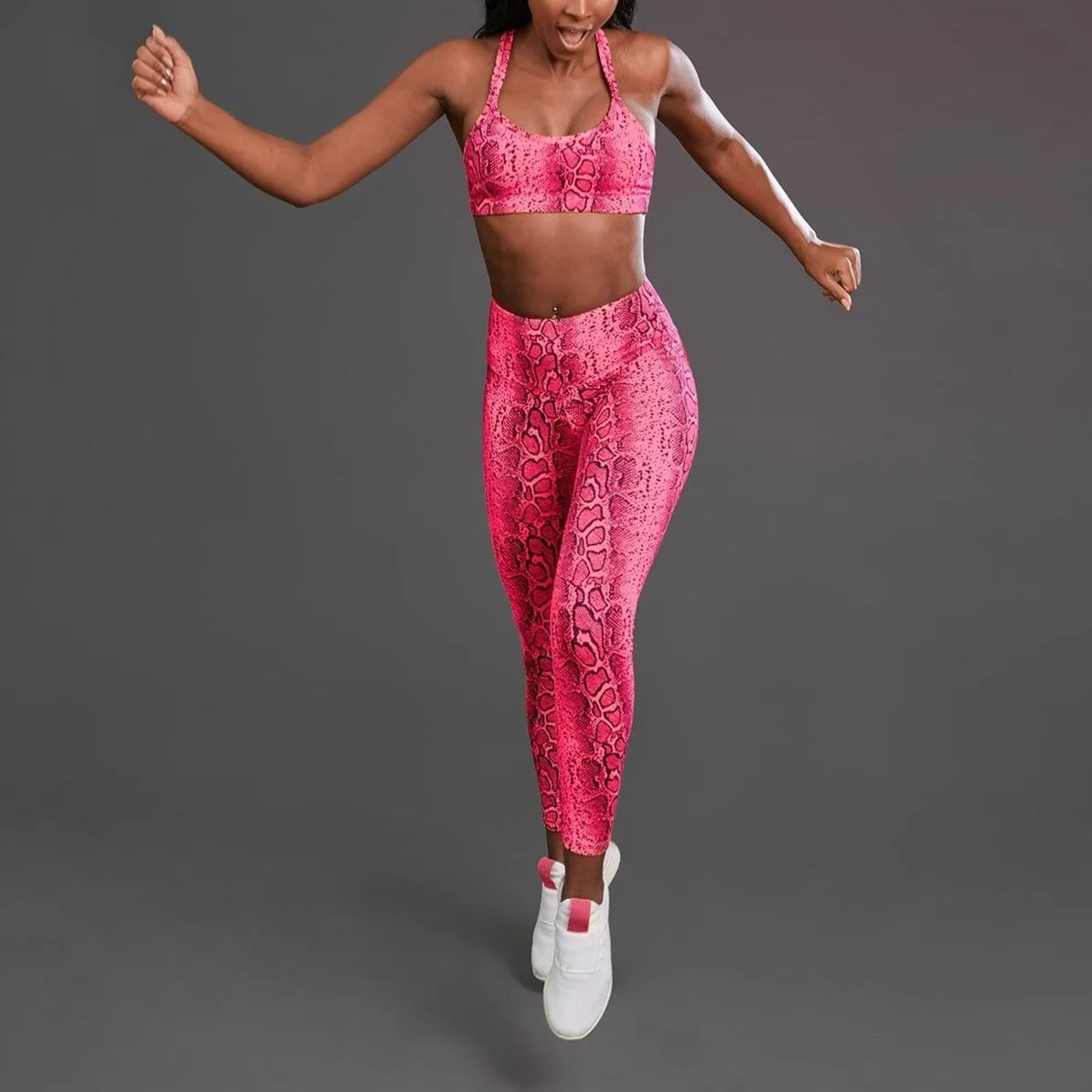 Hot Pink Snakeskin Leggings For Sale / Animal Print leggings and bra