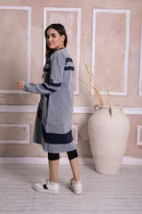 Imported Front Open Cool Grey Cozy Belted Cardigan Sweater - (CGN31)