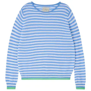 JUMPER 1234~ Tipped little stripe blue cashmere sweater