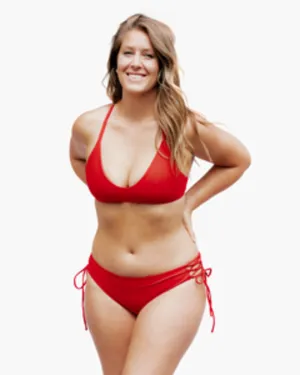 Kasey Lace-Up Bikini Bottoms | Red