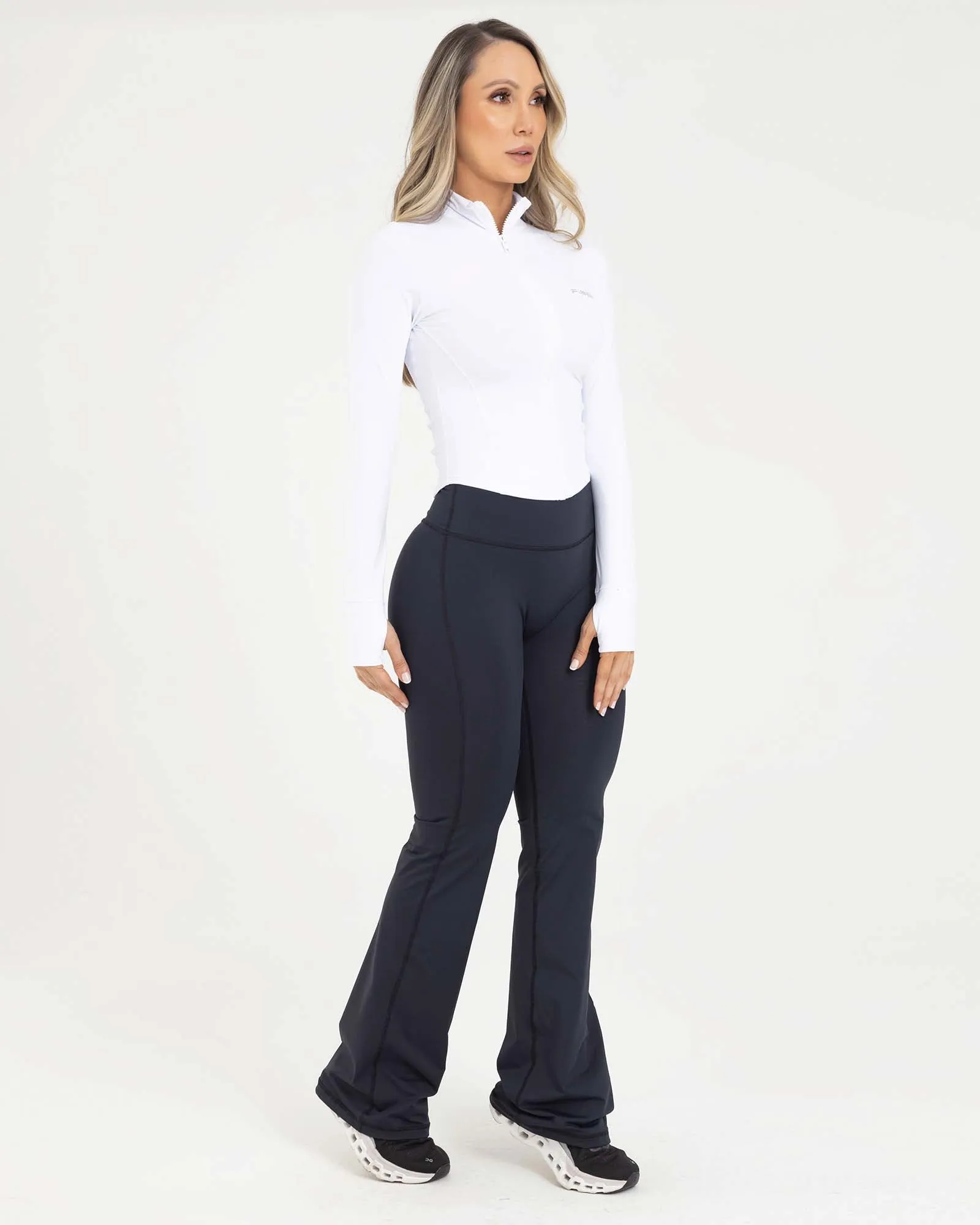 Leggings bell bottoms negro FIBER
