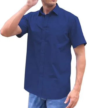 Men's Short Sleeve Button Down Wrinkle Free Dress Shirt Regular Fit Solid Business Casual Shirts
