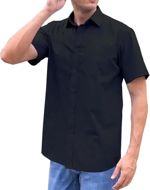 Men's Short Sleeve Button Down Wrinkle Free Dress Shirt Regular Fit Solid Business Casual Shirts