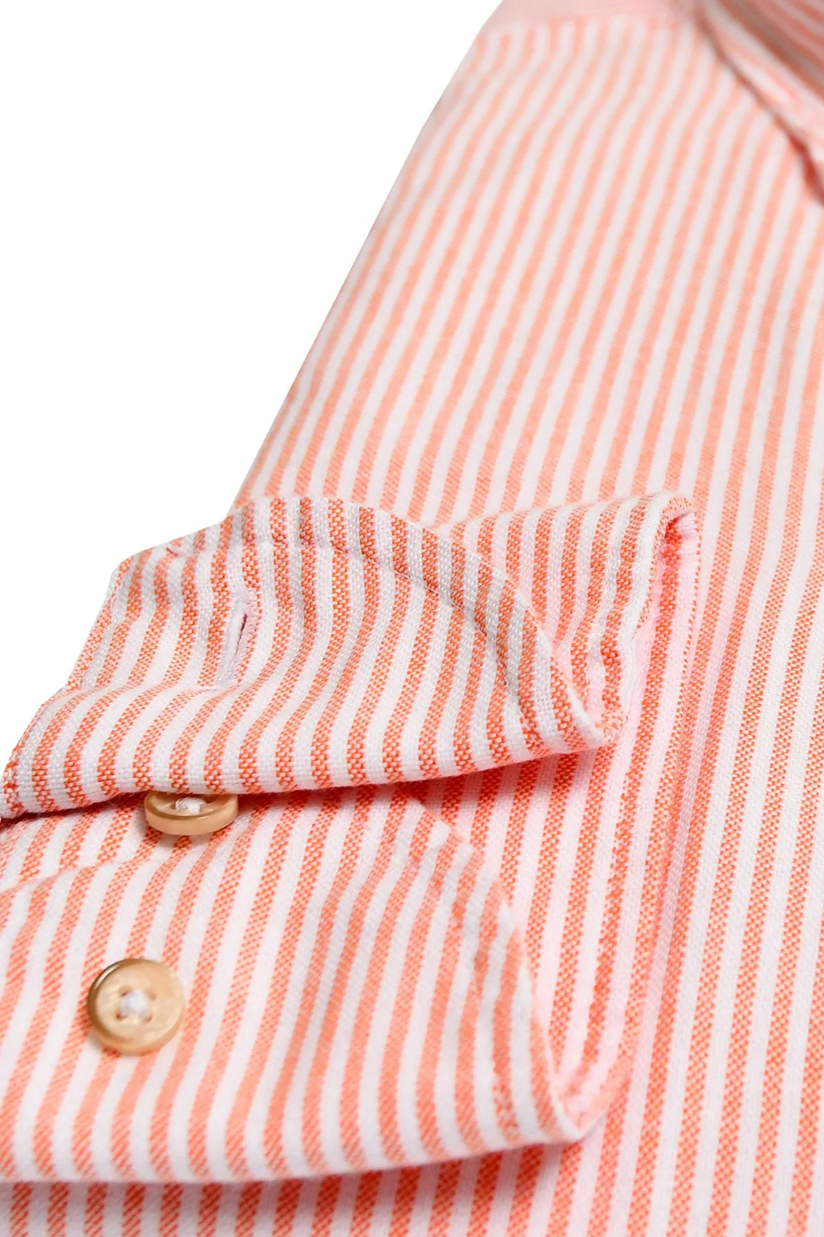 Orange striped washed oxford regular fit shirt