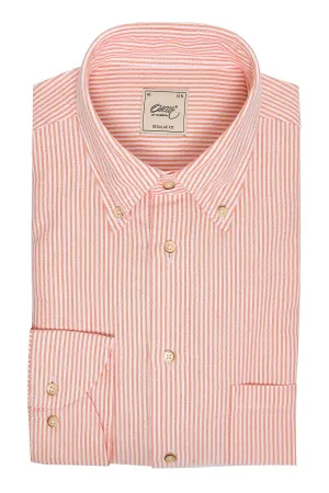 Orange striped washed oxford regular fit shirt