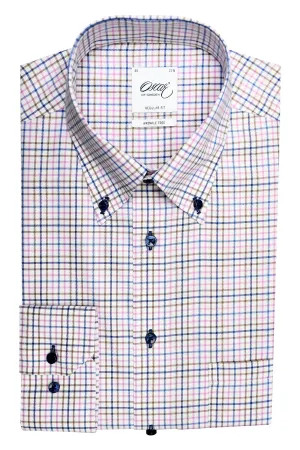 Pink checked button down regular fit shirt