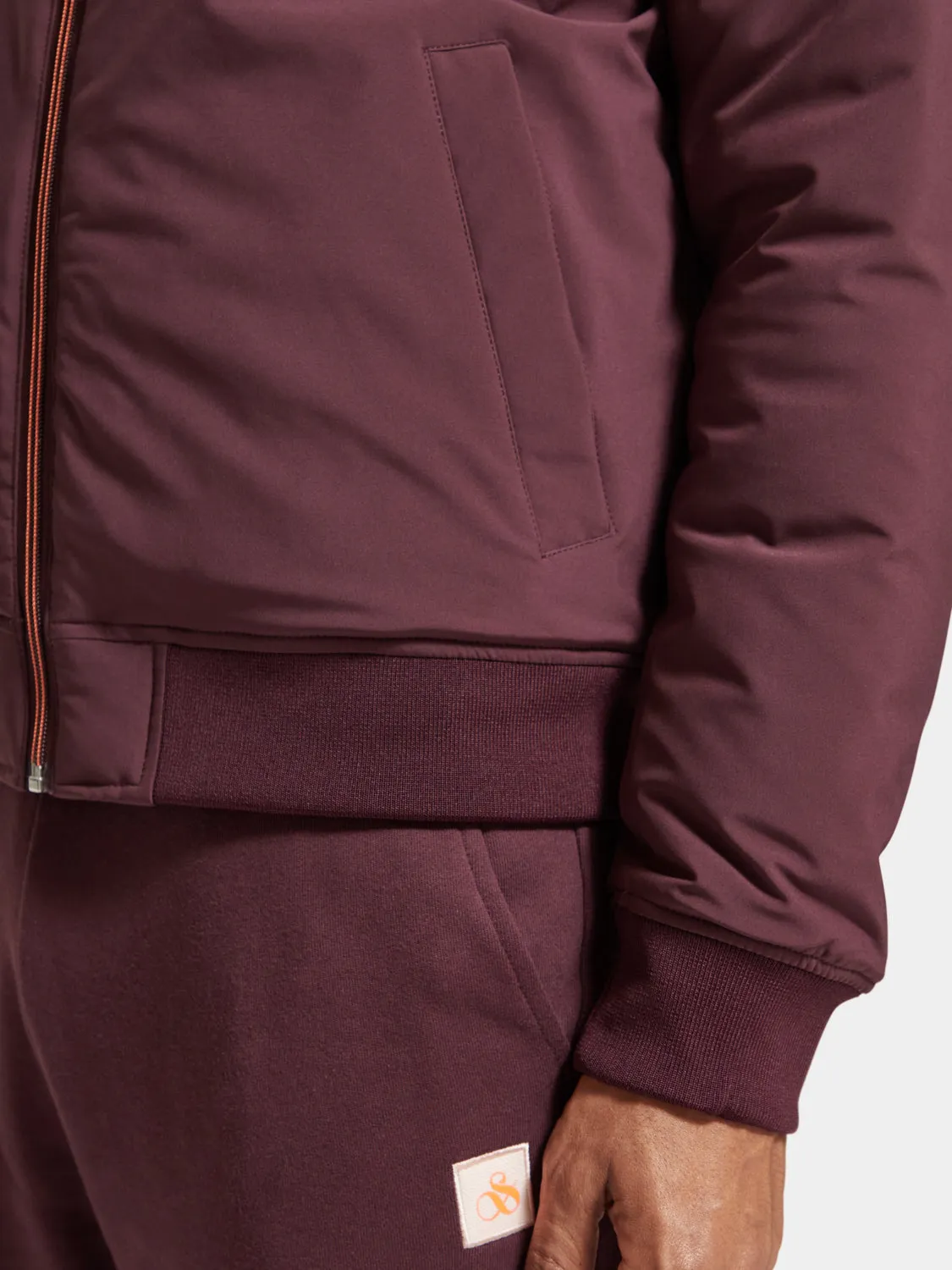 Stretch padded hooded jacket