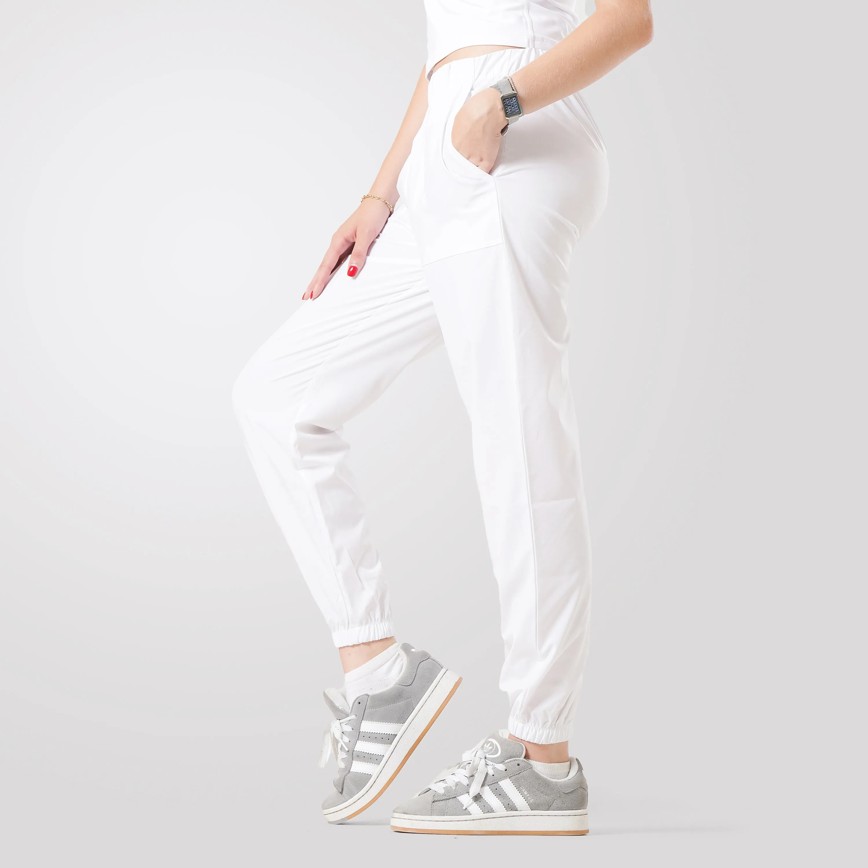 Tf-Premium White Micro Stretch Women Cuff Bottoms