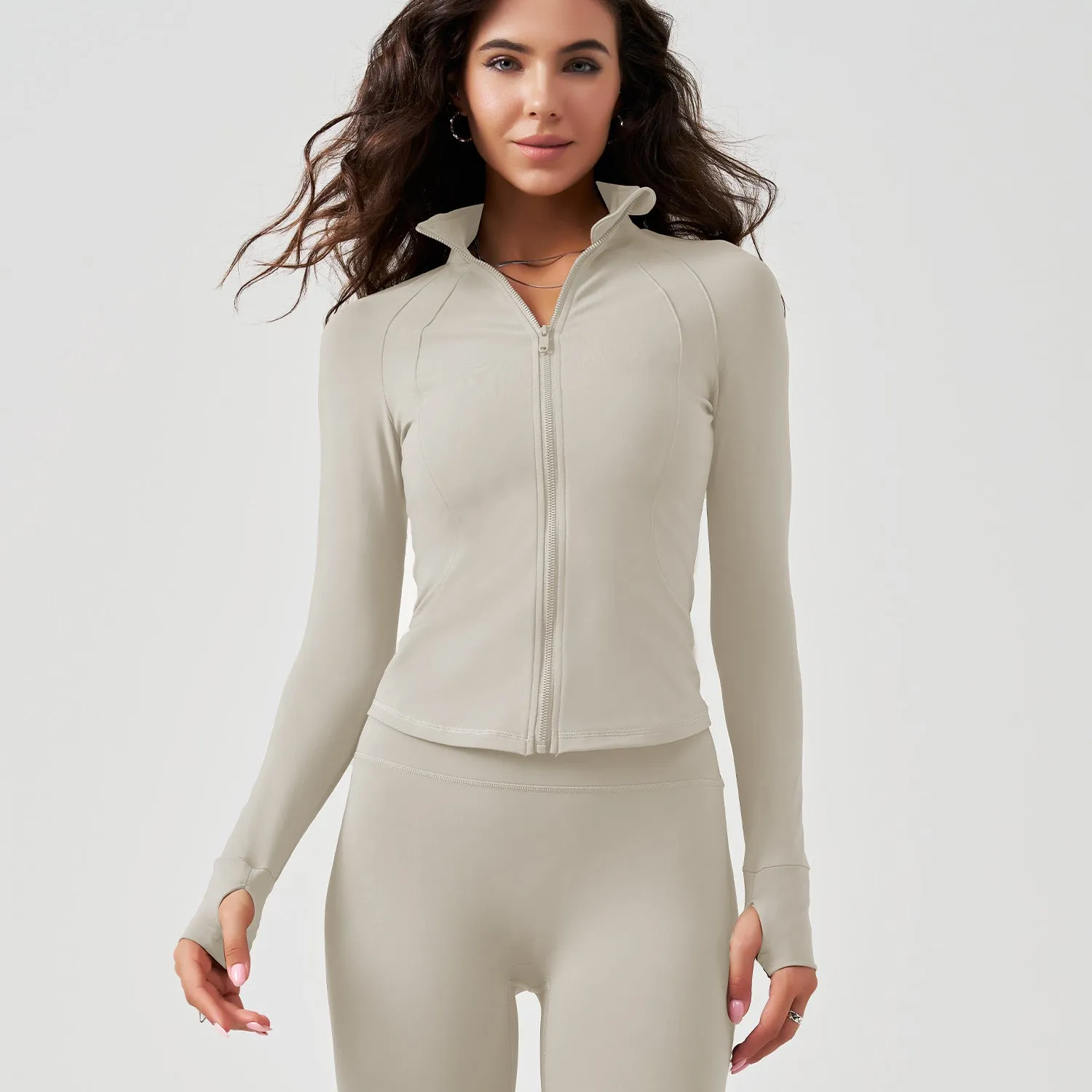 Velvet Yoga Clothes Autumn Winter Coat Outer Wear Slimming Long Sleeves Zipper Cardigan Sports Women Coat