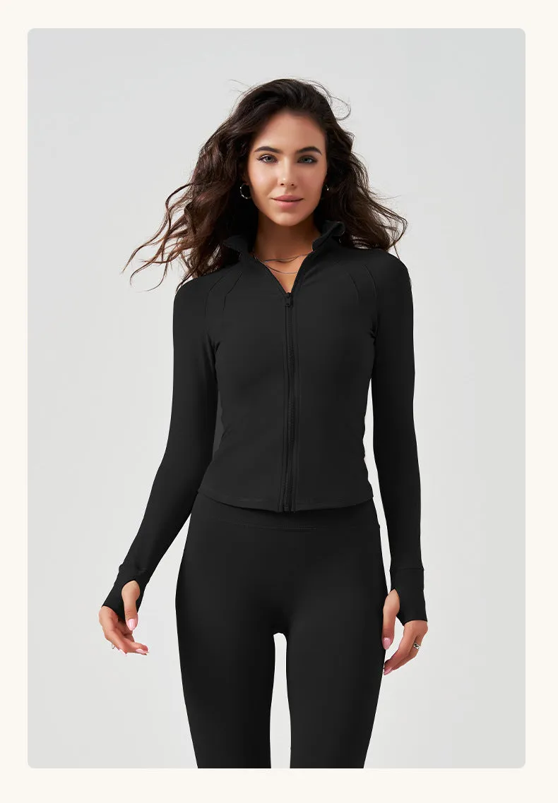Velvet Yoga Clothes Autumn Winter Coat Outer Wear Slimming Long Sleeves Zipper Cardigan Sports Women Coat