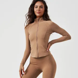 Velvet Yoga Clothes Autumn Winter Coat Outer Wear Slimming Long Sleeves Zipper Cardigan Sports Women Coat