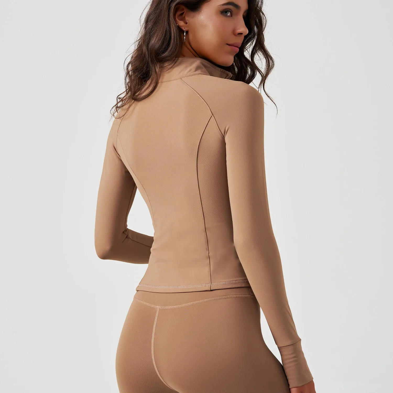 Velvet Yoga Clothes Autumn Winter Coat Outer Wear Slimming Long Sleeves Zipper Cardigan Sports Women Coat