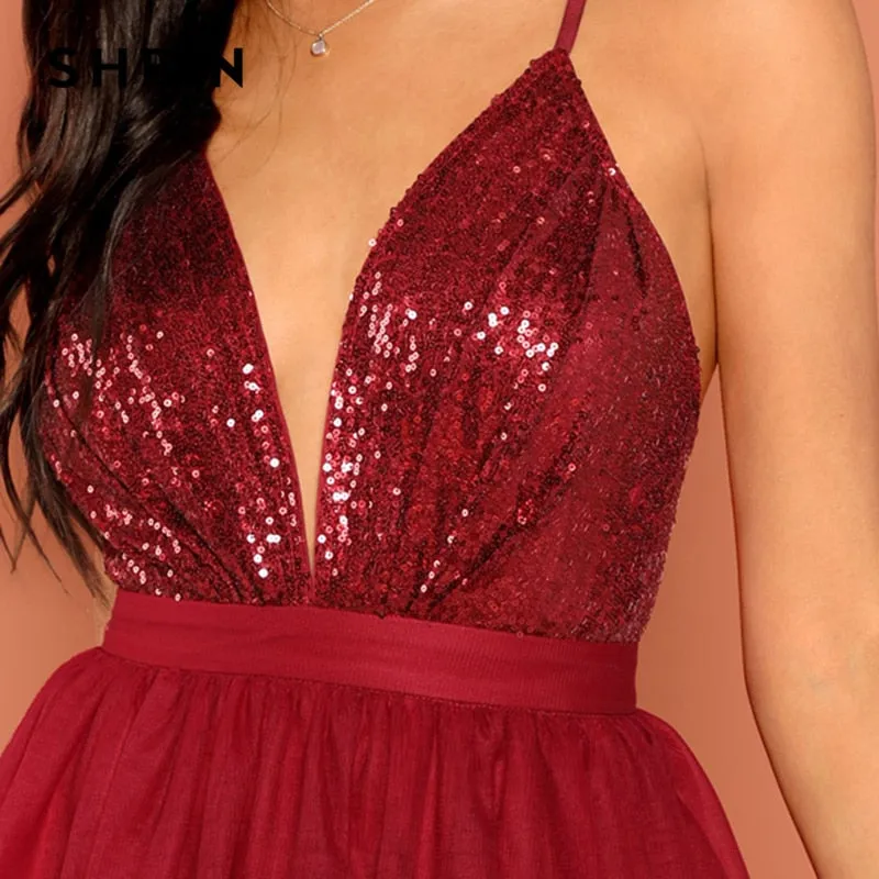 VenusFox Women Sexy Party Backless High Waist Dress