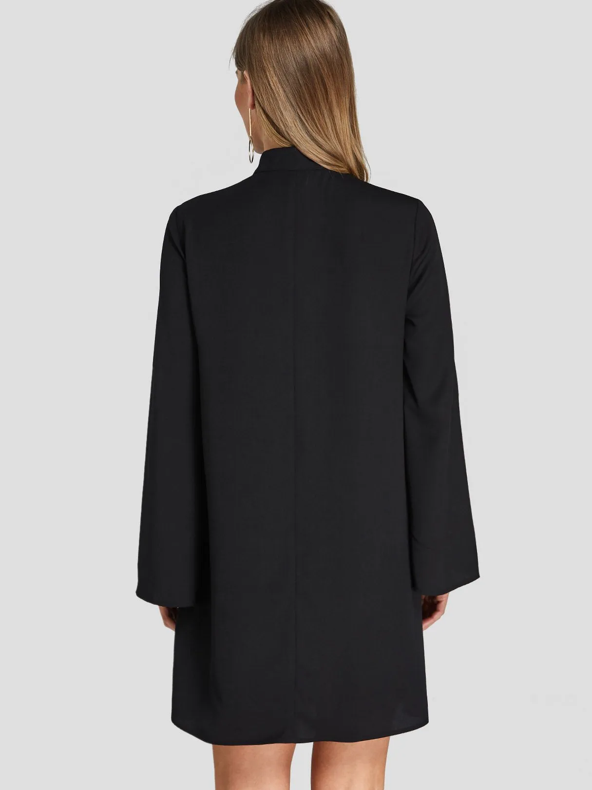Wholesale Black Long Sleeve Plain Casual Dresses