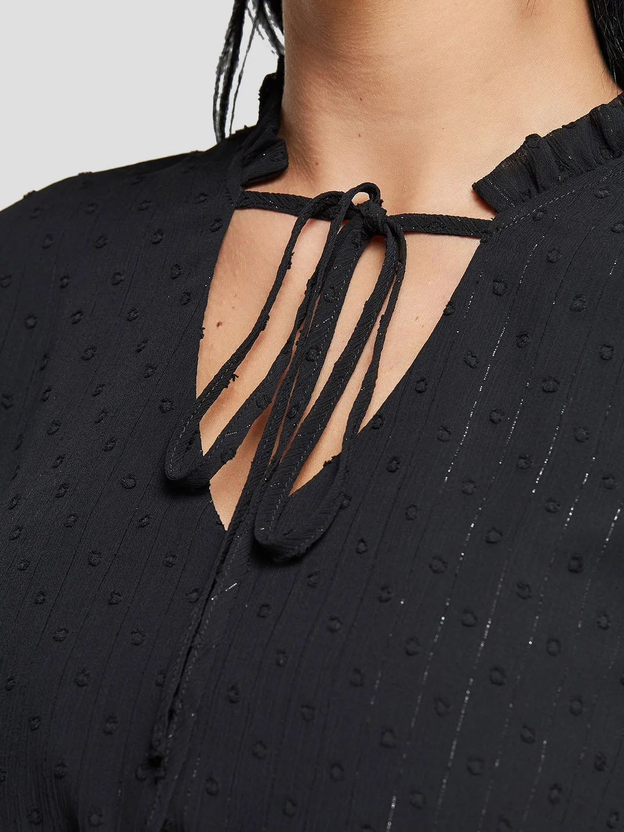 Wholesale Black V-Neck Plain See Through Tie-Up Casual Dresses